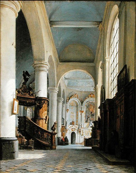 Innenraum der Kirche St. Denis, Saint-Omer, 1835 von Hippolyte Victor Valentin Sebron
