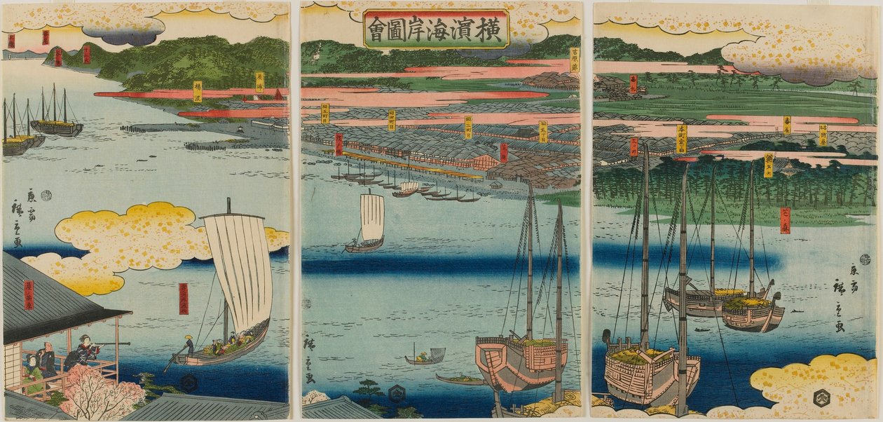 Bild der Küste von Yokohama, Edo-Zeit, 1860 von Hiroshige II