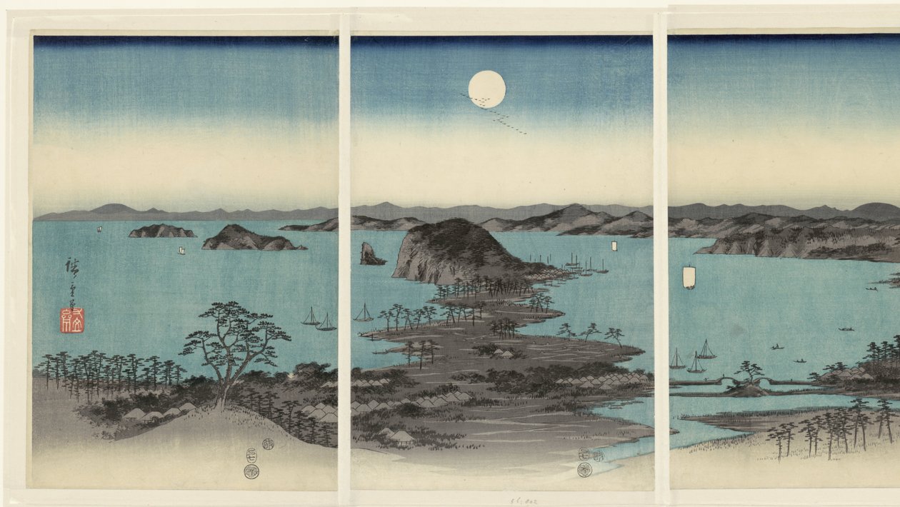 Abendpanorama der acht Ansichten von Kanazawa in der Provinz Musashi von Hiroshige (I) , Utagawa
