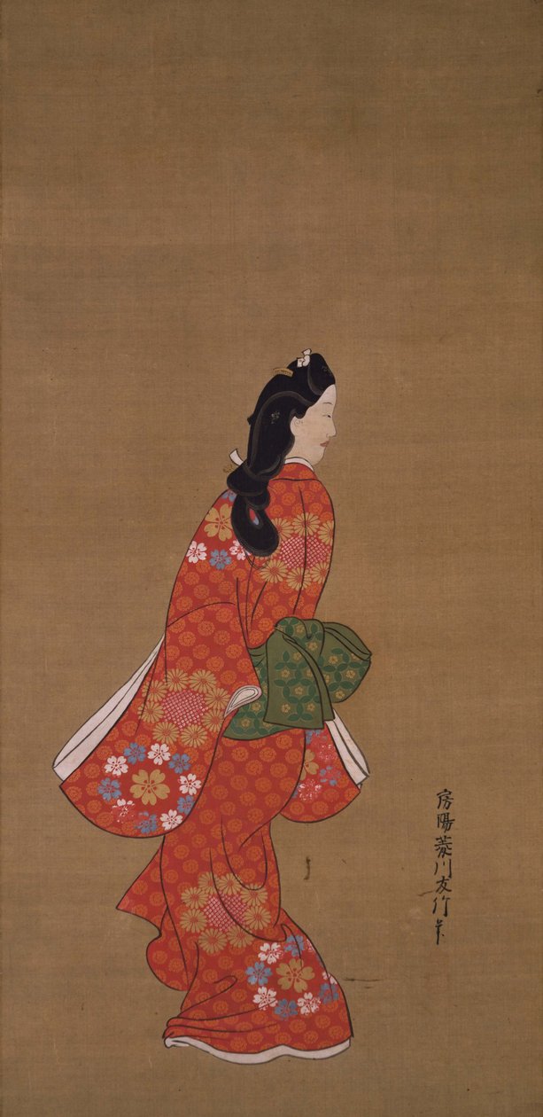 Schönheit, die zurückblickt von Hishikawa Moronobu