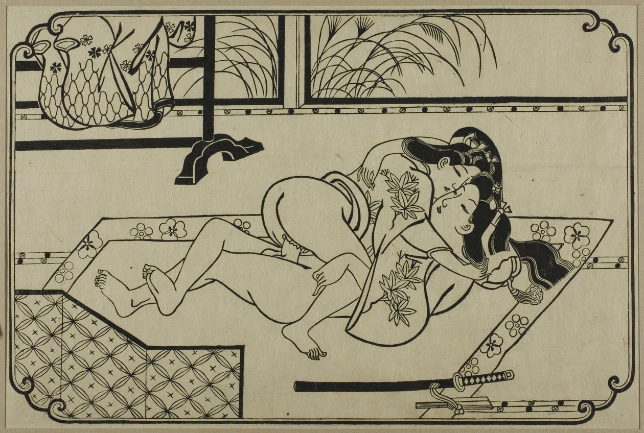 Ein Blatt aus einem Shunga-Album von Hishikawa Moronobu