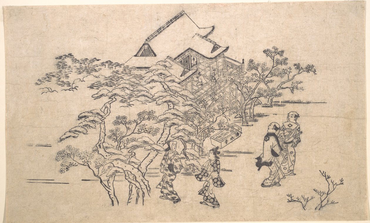 Kiyomidzu-Tempel in Kyoto von Hishikawa Moronobu