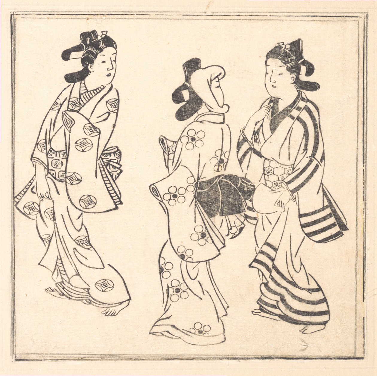 Blatt aus einem Buch mit dem Titel: Wakoku Hiaku-jo: Einhundert japanische Frauen von Hishikawa Moronobu