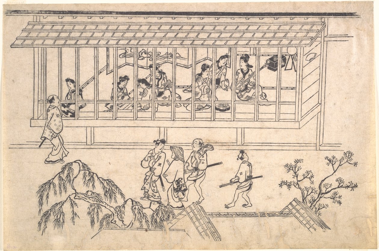 Die sechste Szene aus Szenen des Vergnügungsviertels in Yoshiwara in Edo von Hishikawa Moronobu