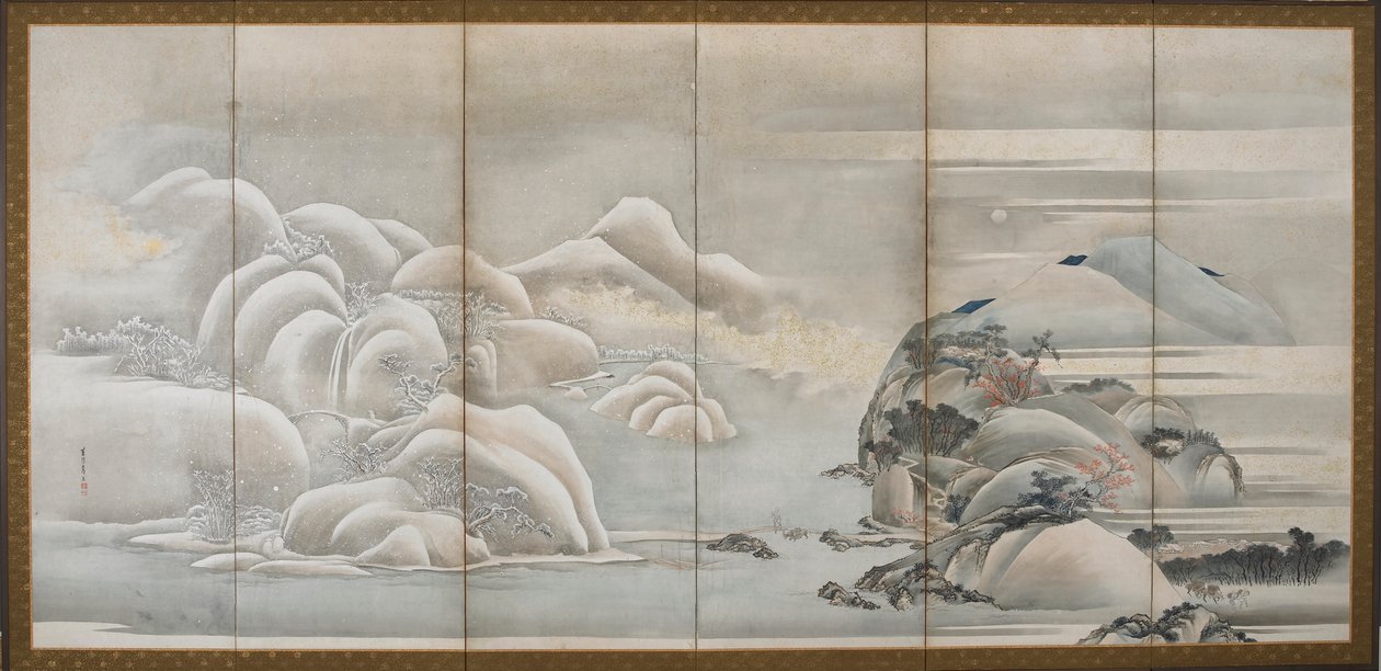 Landschaft: zwei der vier Jahreszeiten, Herbst und Winter, Edo-Periode von Hishikawa Sori