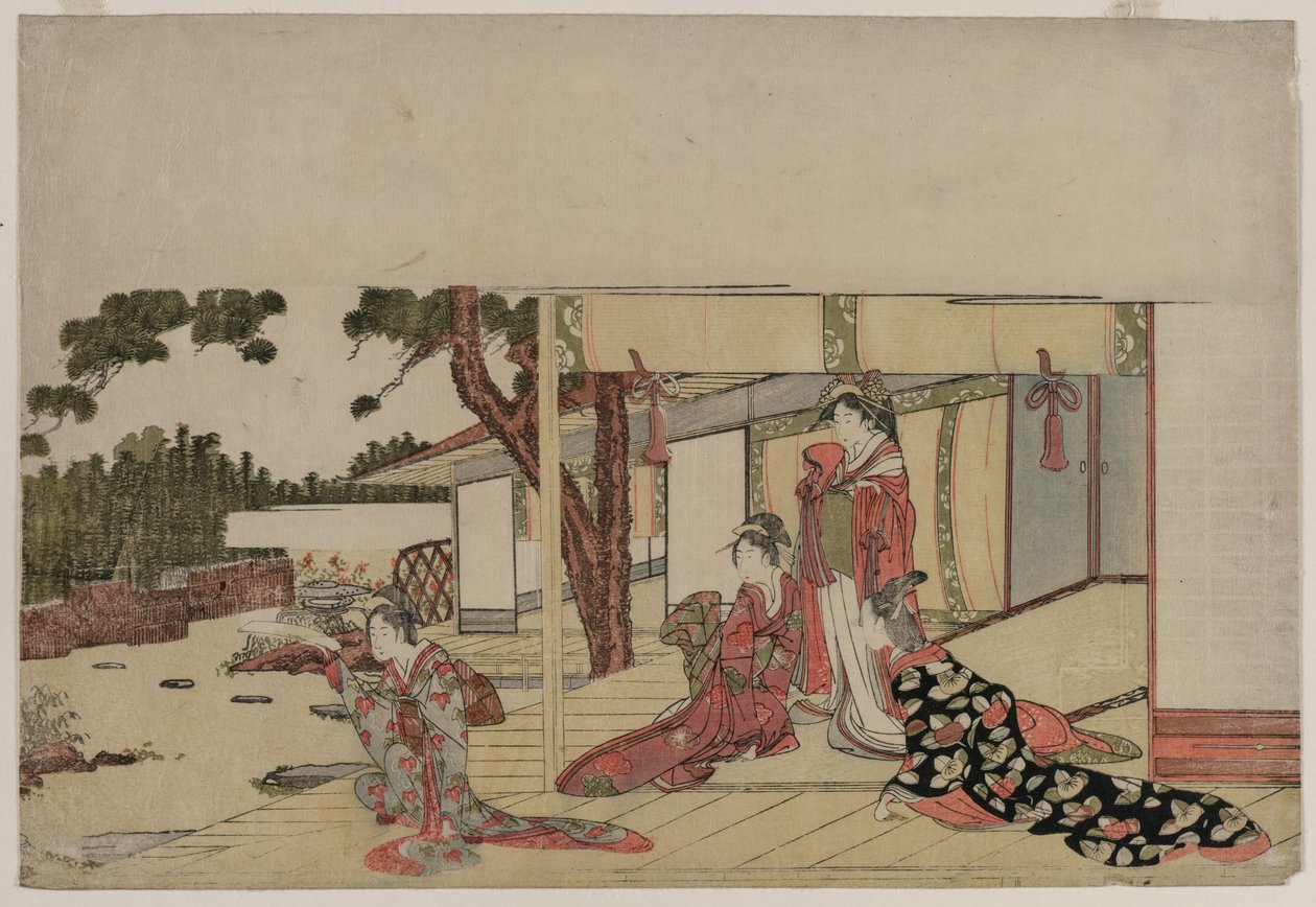 Frauen auf einer Veranda, ca. 1800 von Hishikawa Sori III