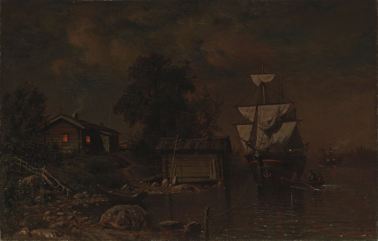 Schiffe im Mondlicht von Hjalmar Munsterhjelm