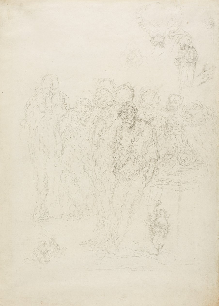 Eine Gruppe von Männern und andere Skizzen, 1857 von Honoré Daumier