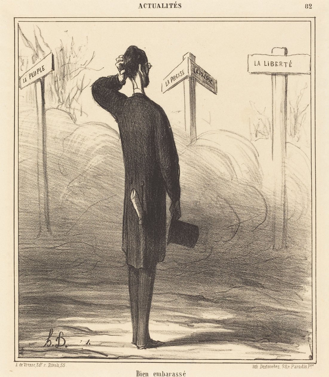 Rechts oder links? von Honoré Daumier