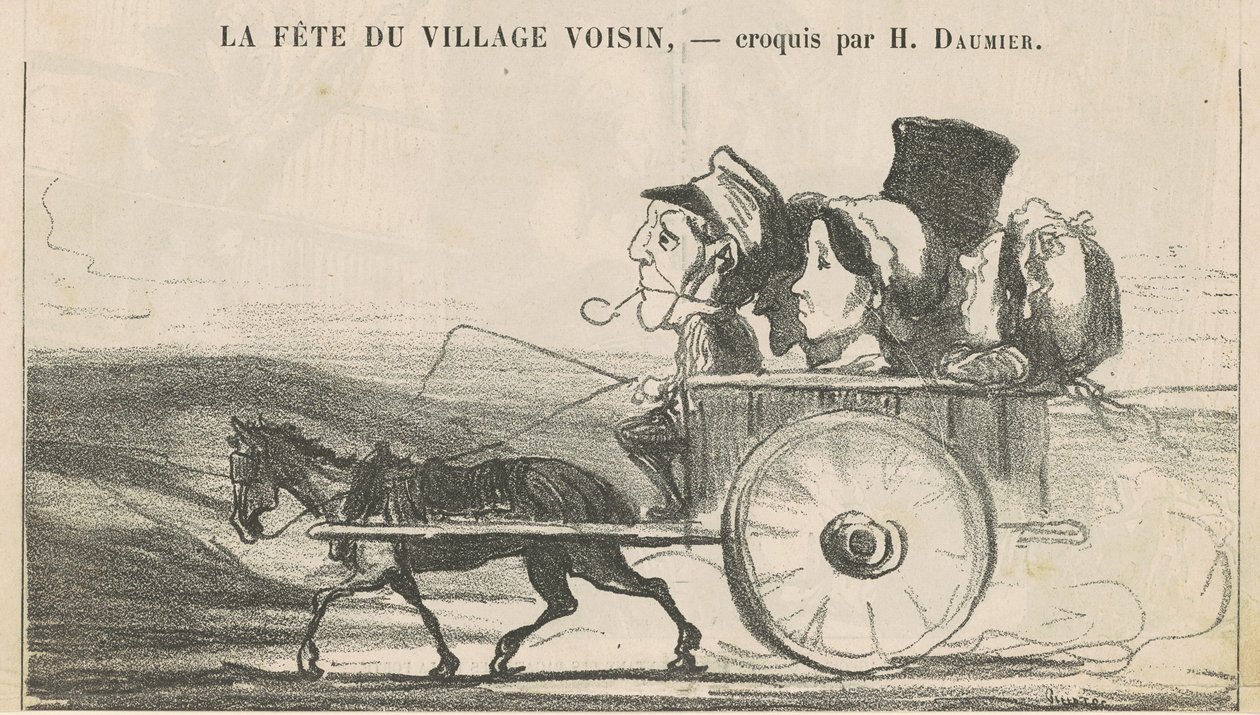 Auf dem Land, keine Kutscherstreiks ... (recto); Dorfbewohner sparen sich zufrieden ... (verso) von Honoré Daumier