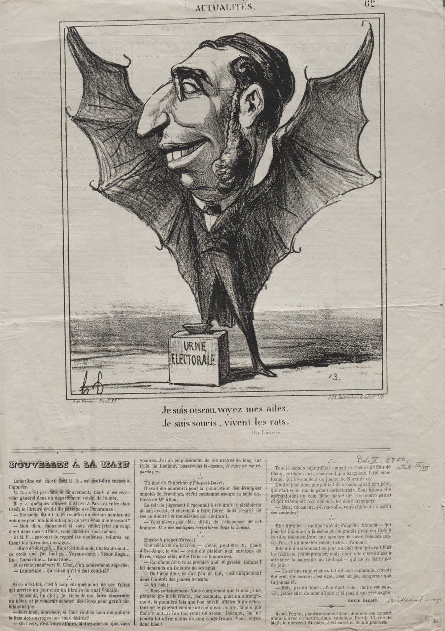 Aktualitäten (Nr. 62): Ich bin ein Vogel, sieh meine Flügel.. von Honoré Daumier