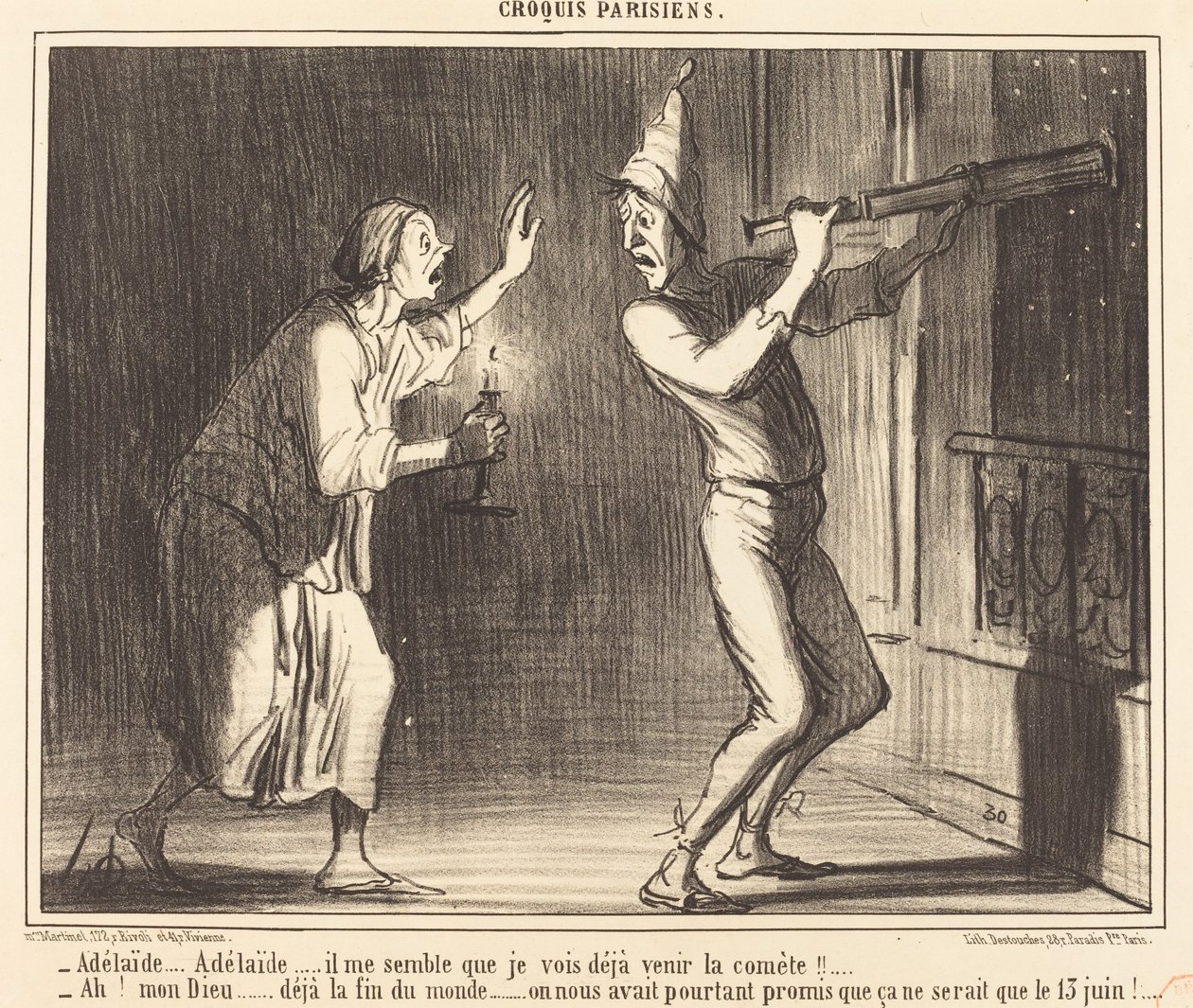 Adélaide...Adélaide...es scheint mir, dass ich den Kometen schon kommen sehe!!... von Honoré Daumier