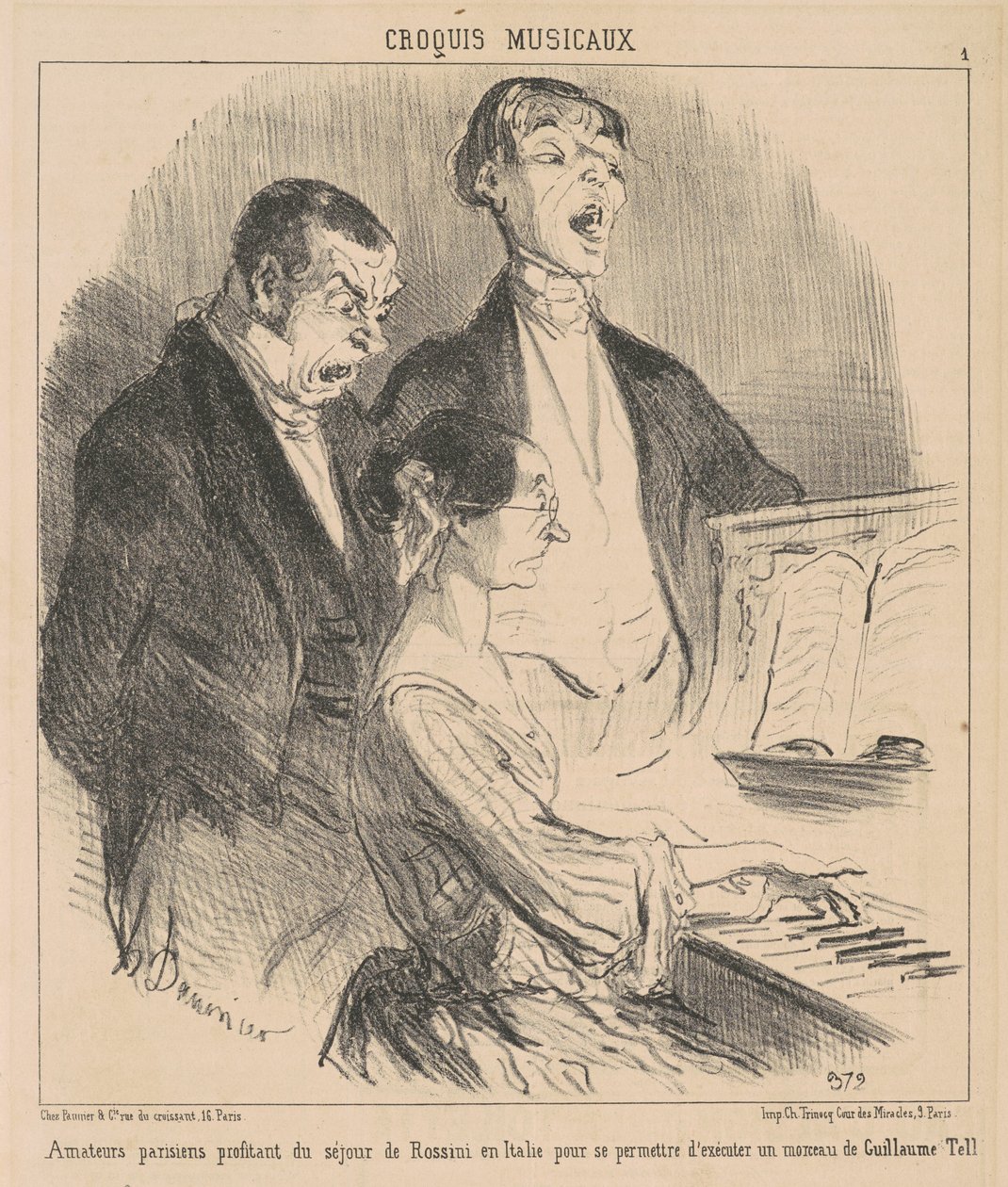 Amateurs parisiens profitant du séjour de Rossini von Honoré Daumier