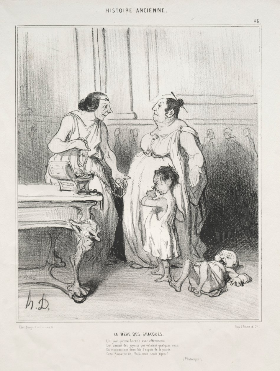 Alte Geschichte, Tafel 46: Die Mutter der Gracchi, 1842 von Honoré Daumier