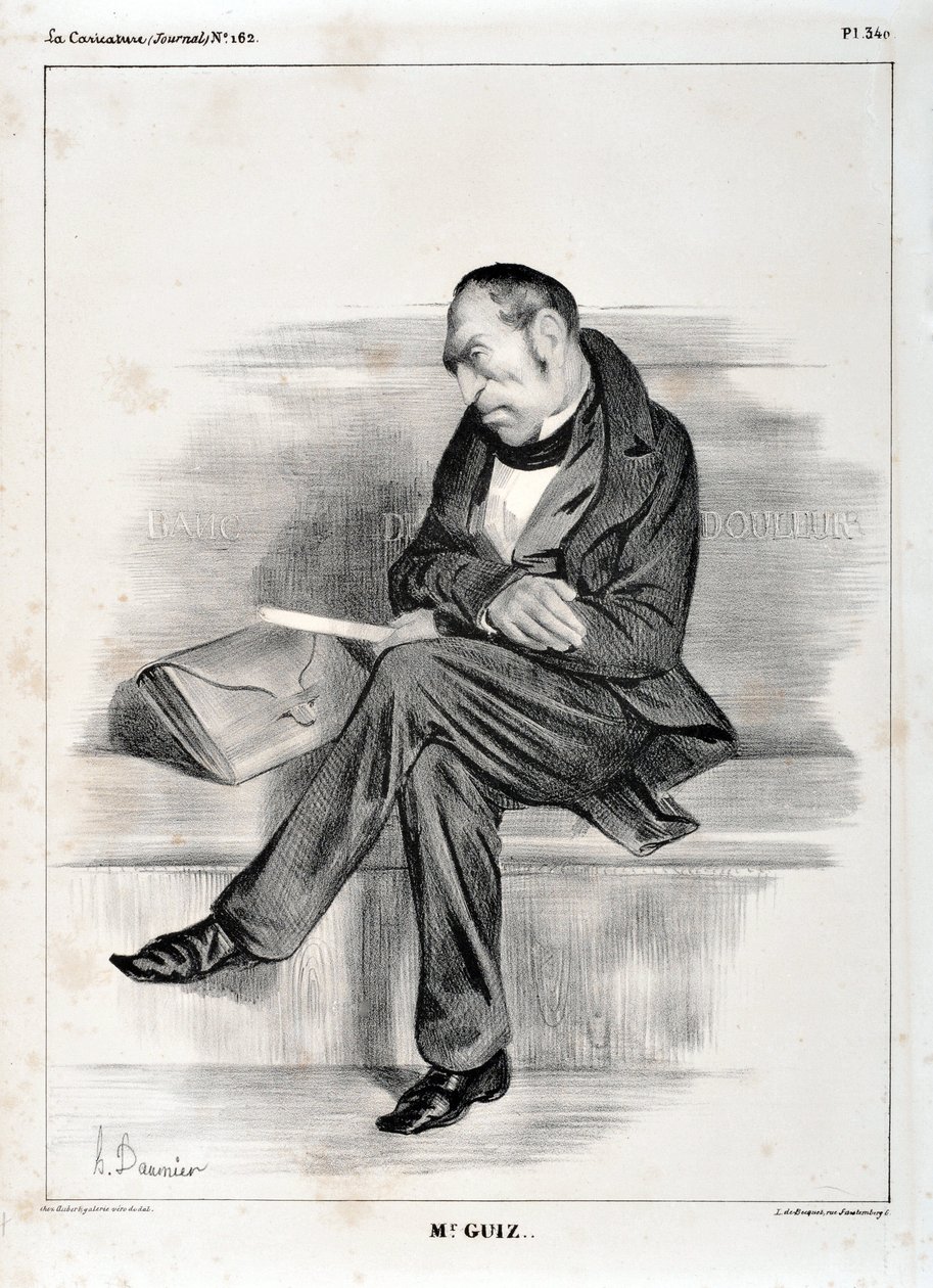 Werk von Honore Daumier (1808-1879). Charivari stammt aus dem Jahr 1833: Serie Celebrites de la caricature M. Guiz... MUSEUM DER SCHÖNEN KÜNSTE - PALAST LONGCHAMP, MARSEILLE von Honoré Daumier