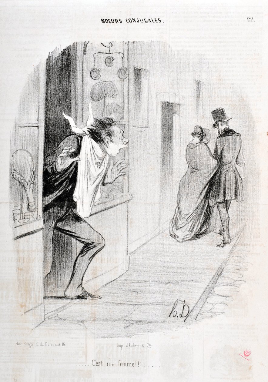 Werk von Honore Daumier (1808-1879). Charivari stammt aus dem Jahr 1840 Serie MORIES CONJUAL - Es ist meine Frau!!! MUSEUM DER SCHÖNEN KÜNSTE - PALAST LONGCHAMP, MARSEILLE von Honoré Daumier