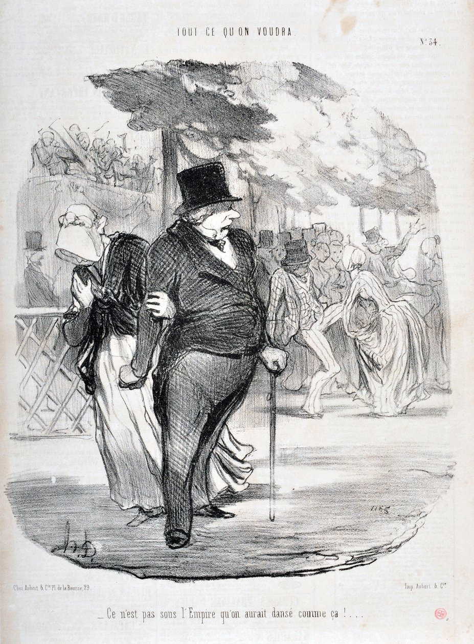 Charivari von 1849: Serie ALL WHAT YOU WILL WILL. Es ist nicht unter dem Empire, dass wir so tanzen würden! MUSEUM OF FINE ARTS - PALACE LONGCHAMP, MARSEILLE von Honoré Daumier