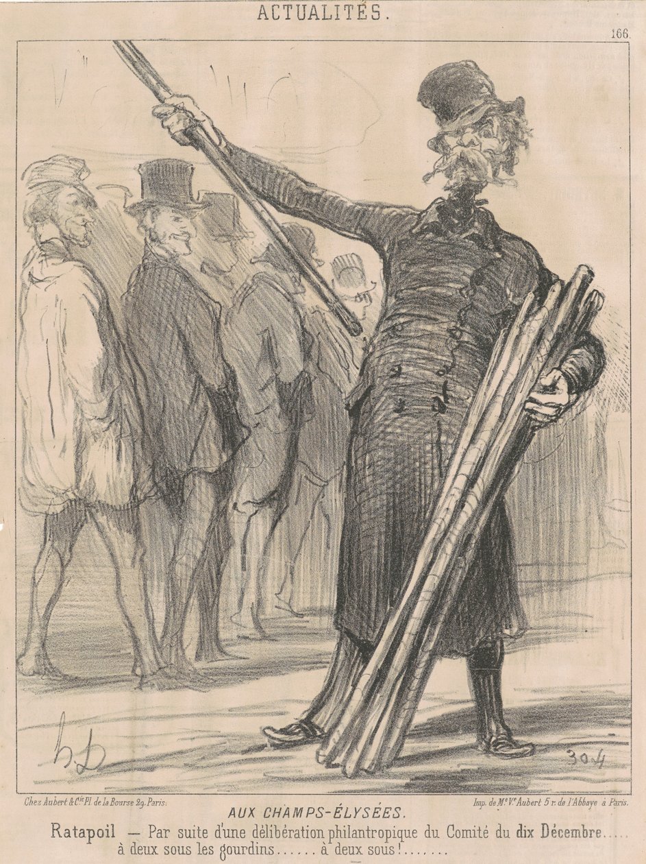 Auf den Champs-Elysées, Ratapoil. Aufgrund einer philanthropischen [sic] Entscheidung des Komitees vom zehnten Dezember...zu zwei Sous im Club...zwei Sous... von Honoré Daumier
