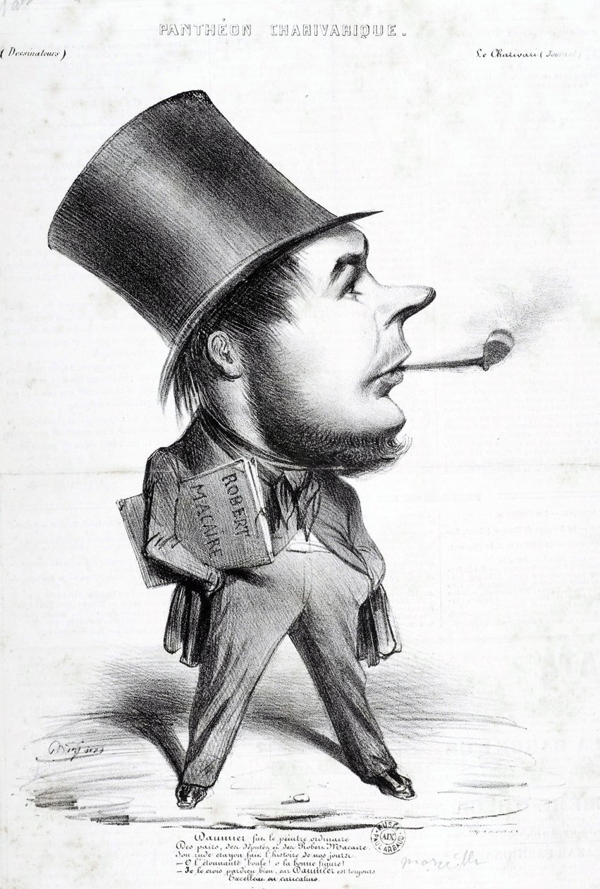 Charivaric Pantheon: Karikatur von Honore Daumier (1808-1879), französischer Graveur, Maler und Bildhauer. Stich in Le Charivari. Dim: 32x22cm. Arbaud Museum. von Honoré Daumier