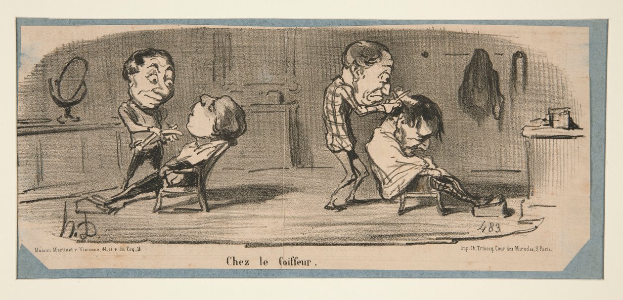 Beim Schneider, Beim Friseur, in Charivari, 3., 16. und 19. Februar 1853 von Honoré Daumier