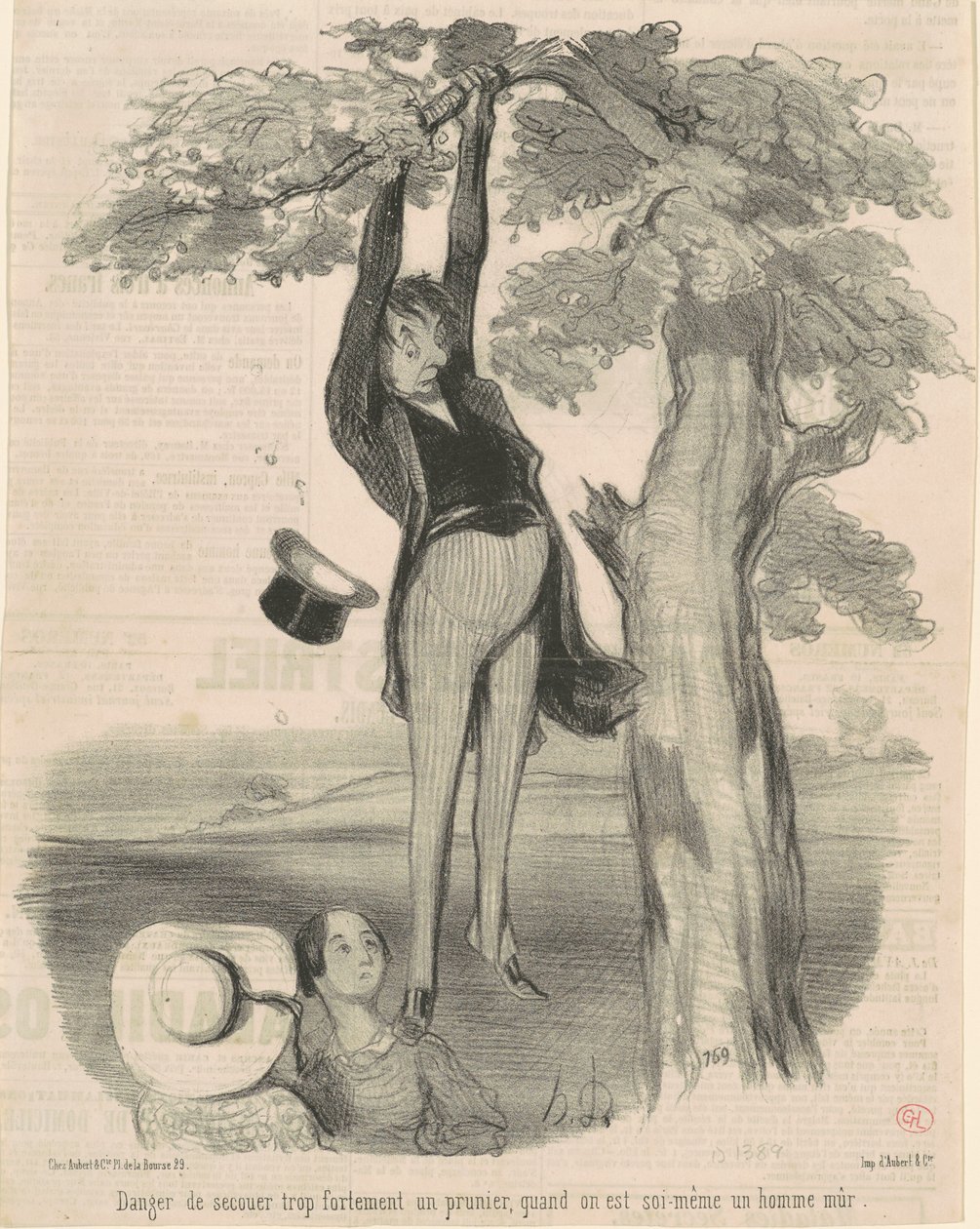 Danger de secouer trop fortement ... Un prunier von Honoré Daumier