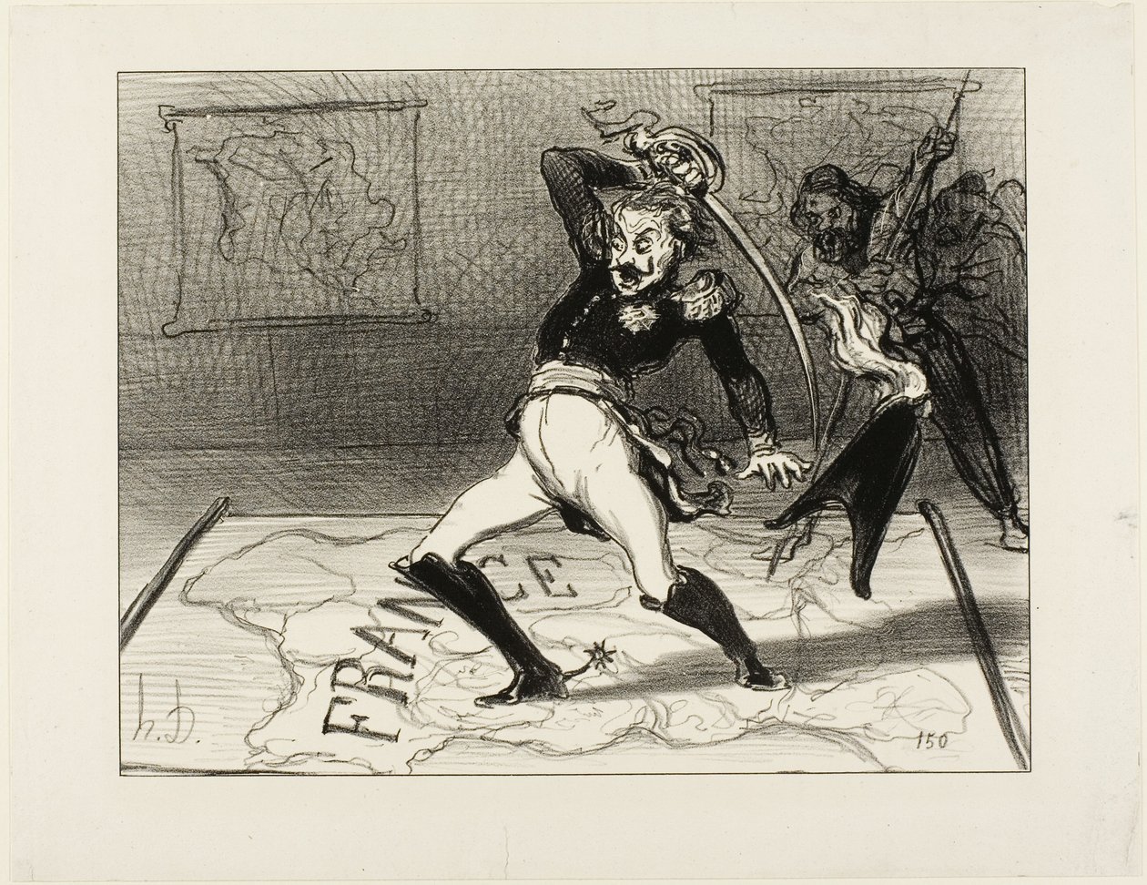 Kaiser Nikolaus arbeitet in seinem Kabinett, Platte 94 aus Actualités, 1850 von Honoré Daumier