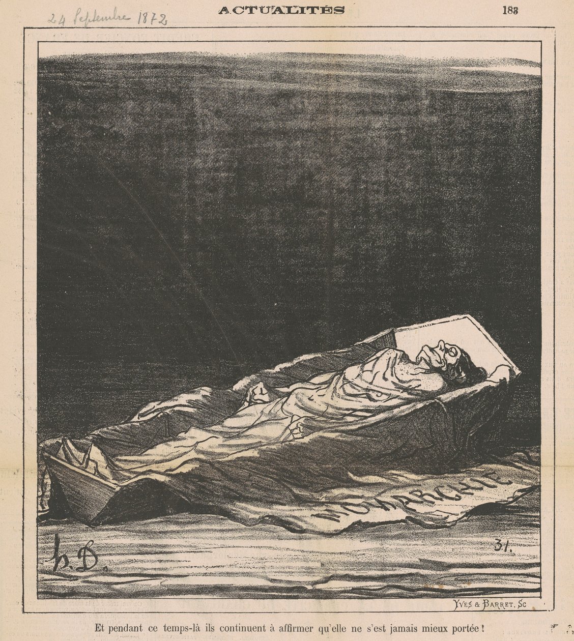 Und währenddessen behaupten sie weiterhin, dass es ihr nie besser ging! von Honoré Daumier