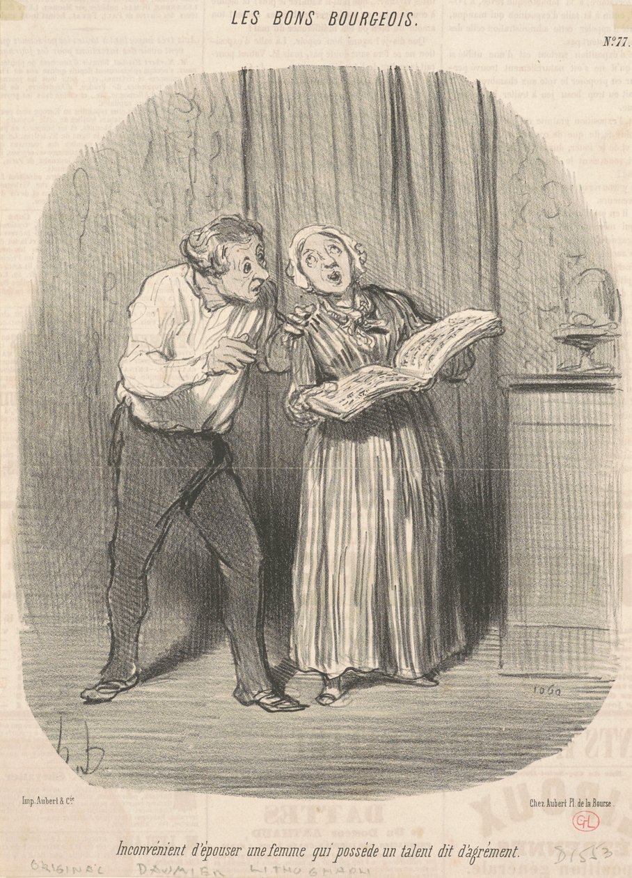 Unannehmlichkeit, eine Frau zu heiraten, die ein Talent besitzt von Honoré Daumier