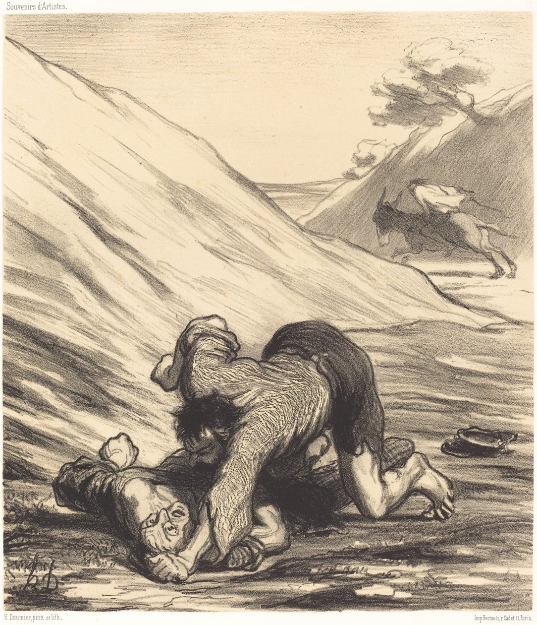 Der Esel und die zwei Diebe von Honoré Daumier