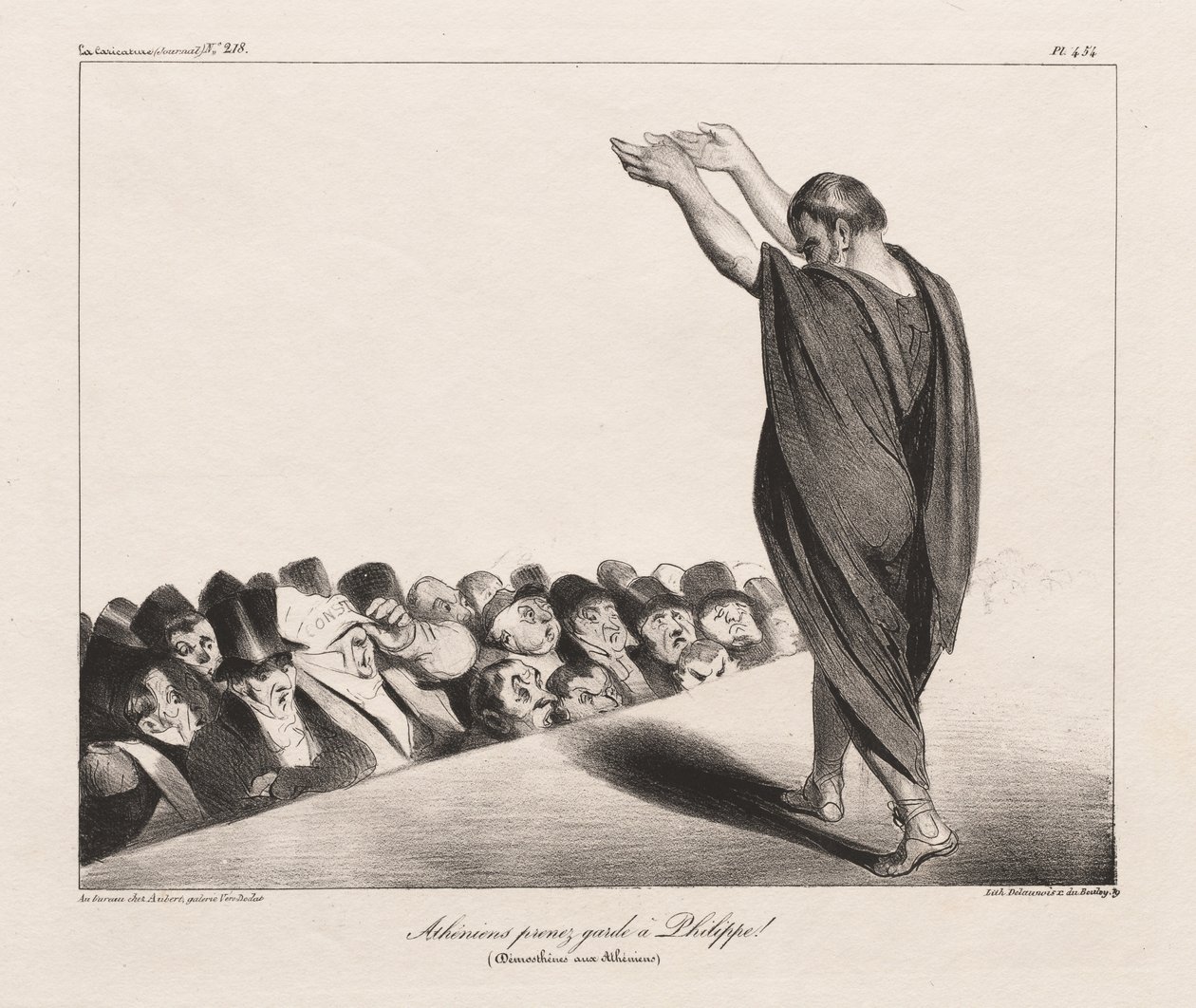 La Caricature, Pl. 454, Athener, hütet euch vor Philipp! von Honoré Daumier