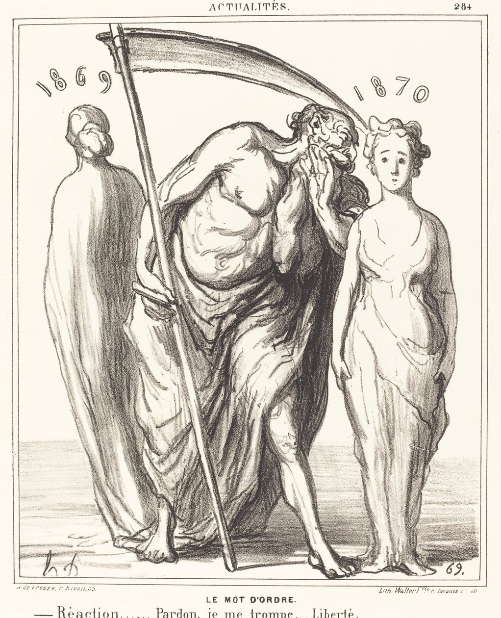Das Schlagwort: Reaktion... Vergebung... Freiheit von Honoré Daumier