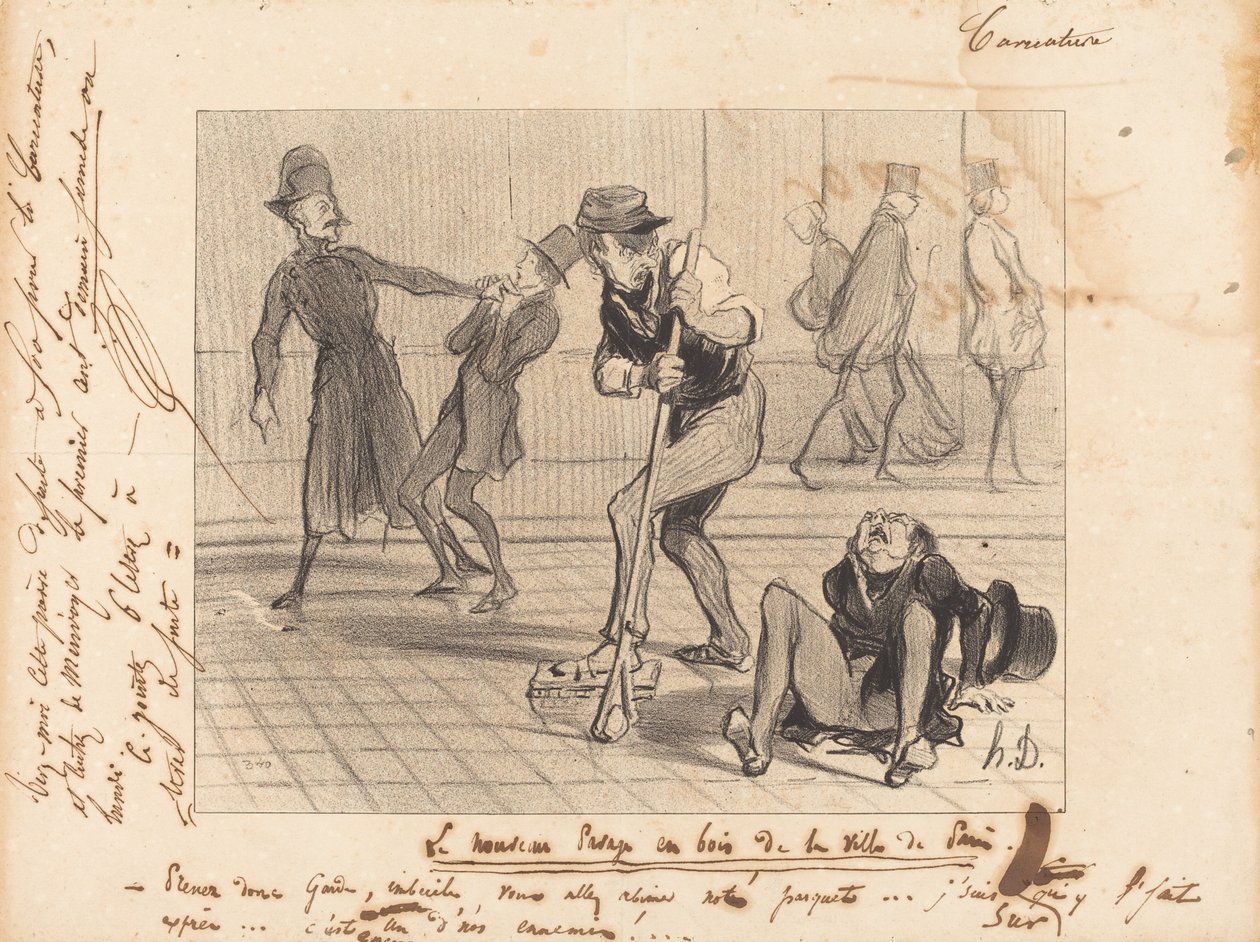 Das neue Holzpflaster von Paris von Honoré Daumier