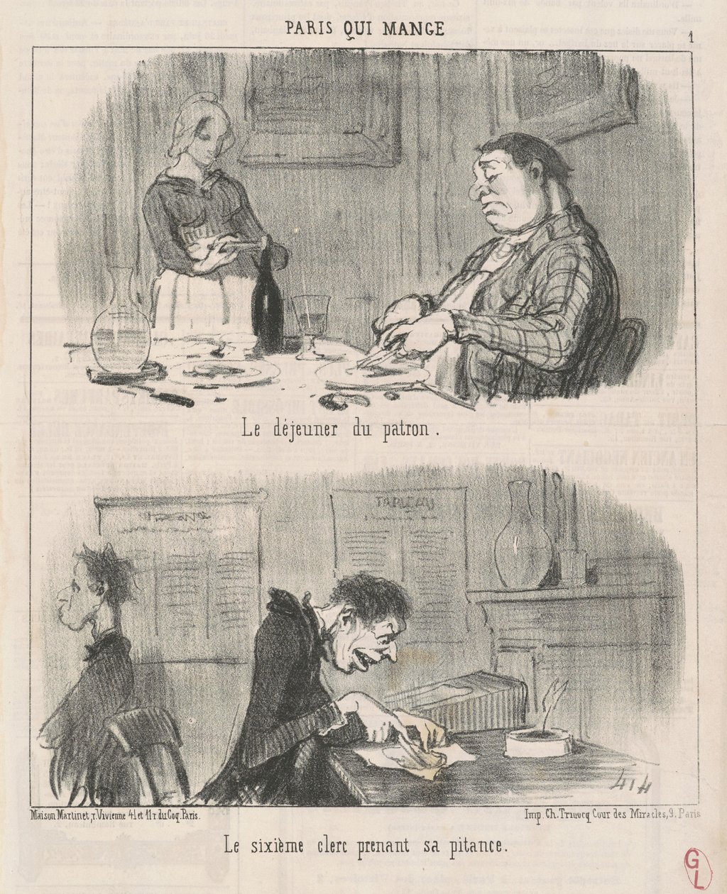Das Frühstück des Chefs, der sechste Schreiber von Honoré Daumier