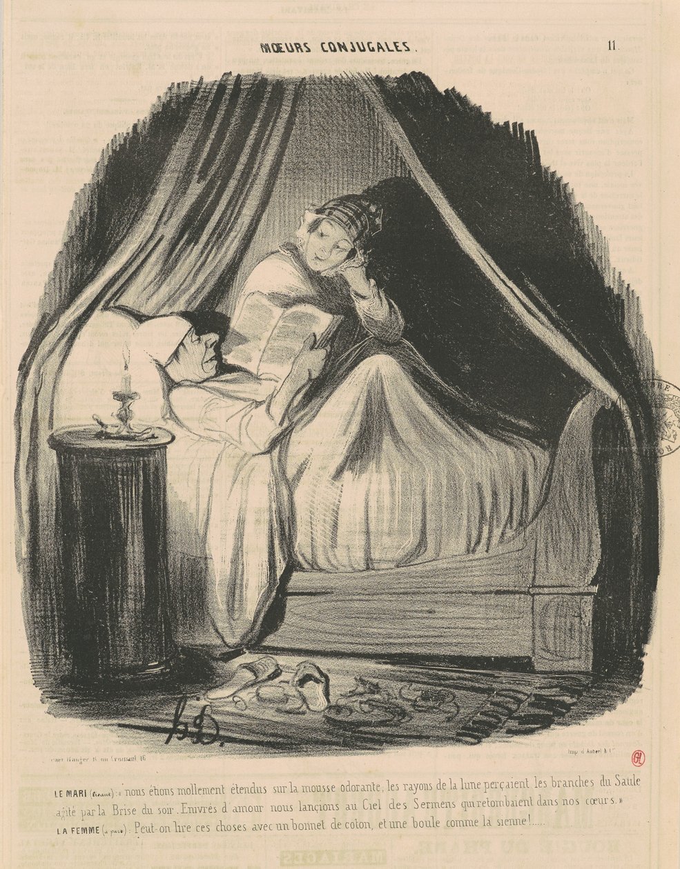 Der Ehemann liest: wir lagen sanft... von Honoré Daumier