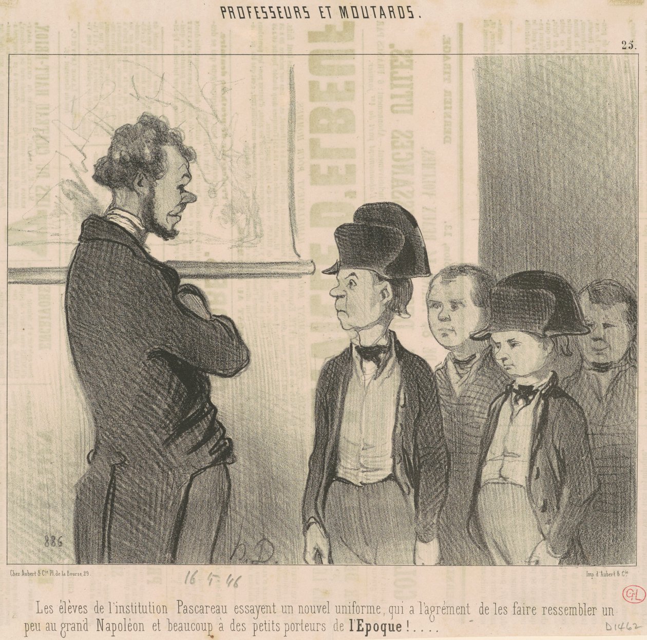 Die Schüler der Pascareau-Institution probieren eine neue Uniform ... von Honoré Daumier