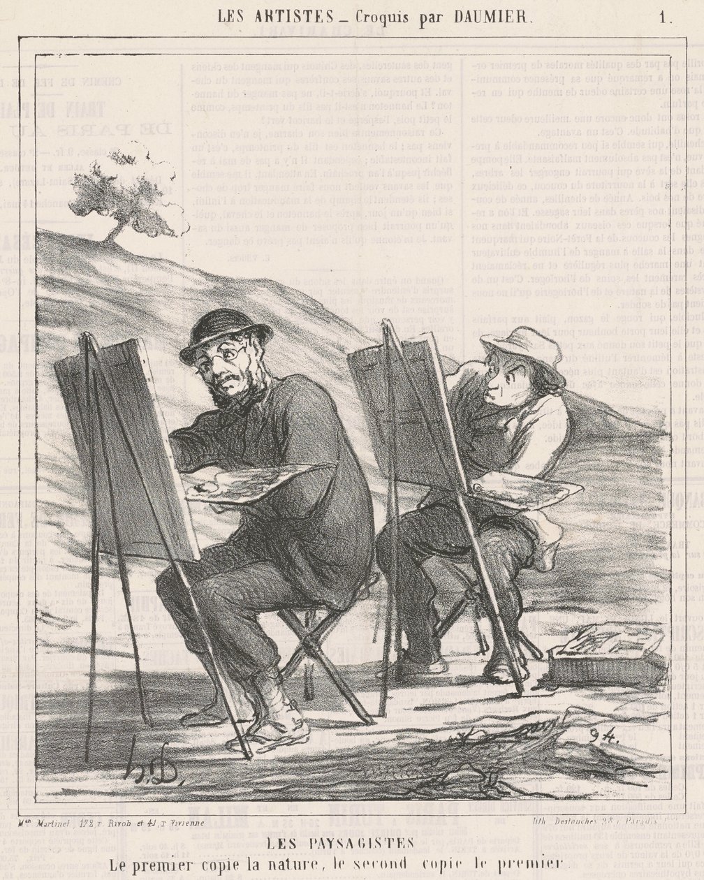 Die Landschaftsmaler. Der Erste kopiert die Natur von Honoré Daumier