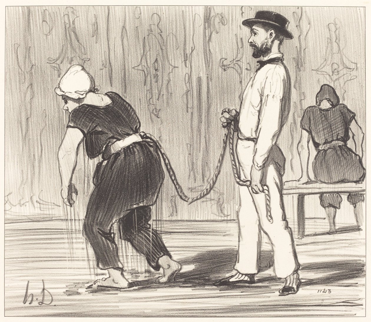 Madame Rabourdeau bei ihrer ersten Lektion von Honoré Daumier