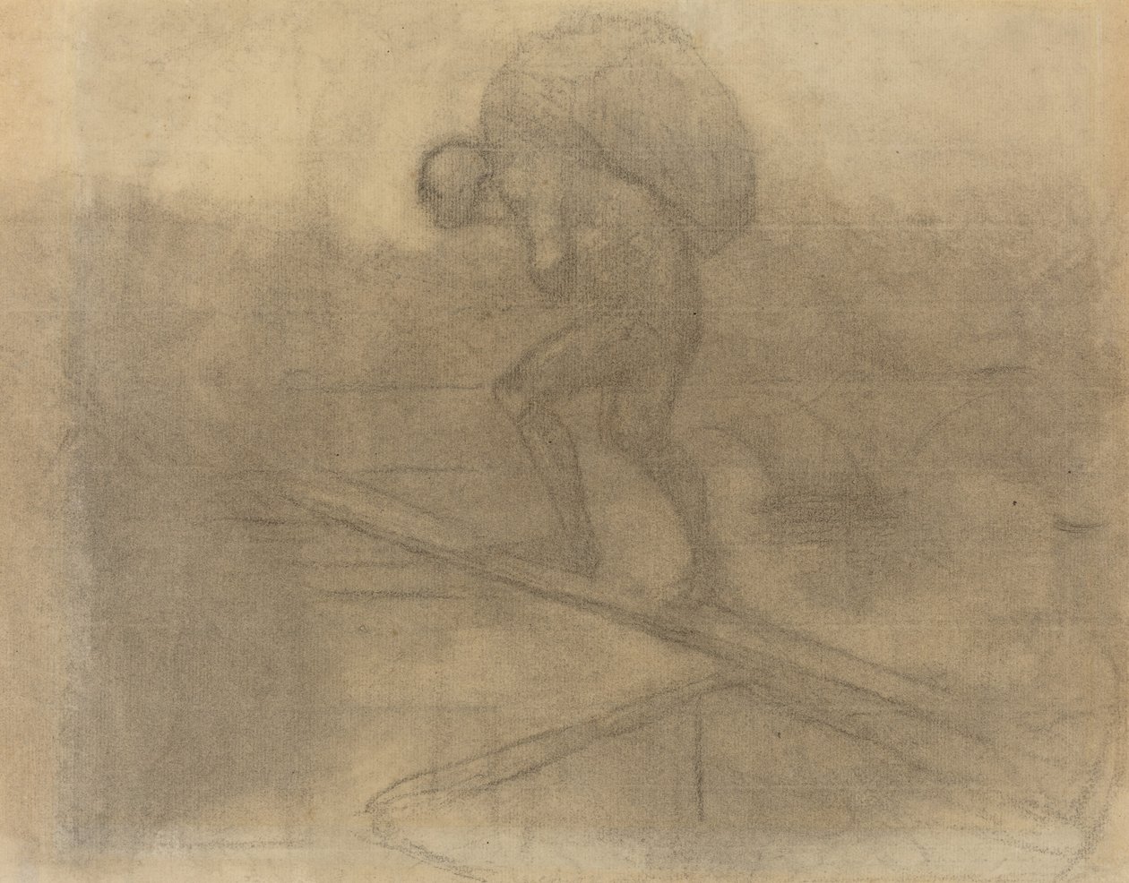 Mann, der einen Sack trägt von Honoré Daumier
