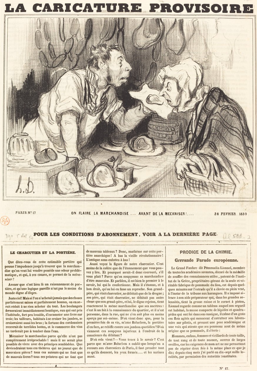 Man schnuppert an der Ware... bevor man sie mechanisiert!... von Honoré Daumier