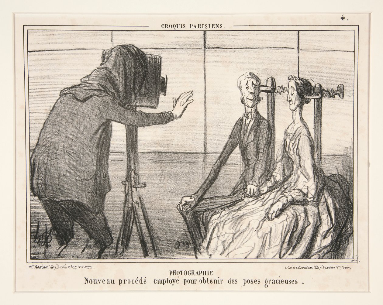 Fotografie. Neues Verfahren zur Erzielung anmutiger Posen, aus Croquis Parisiens von Honoré Daumier