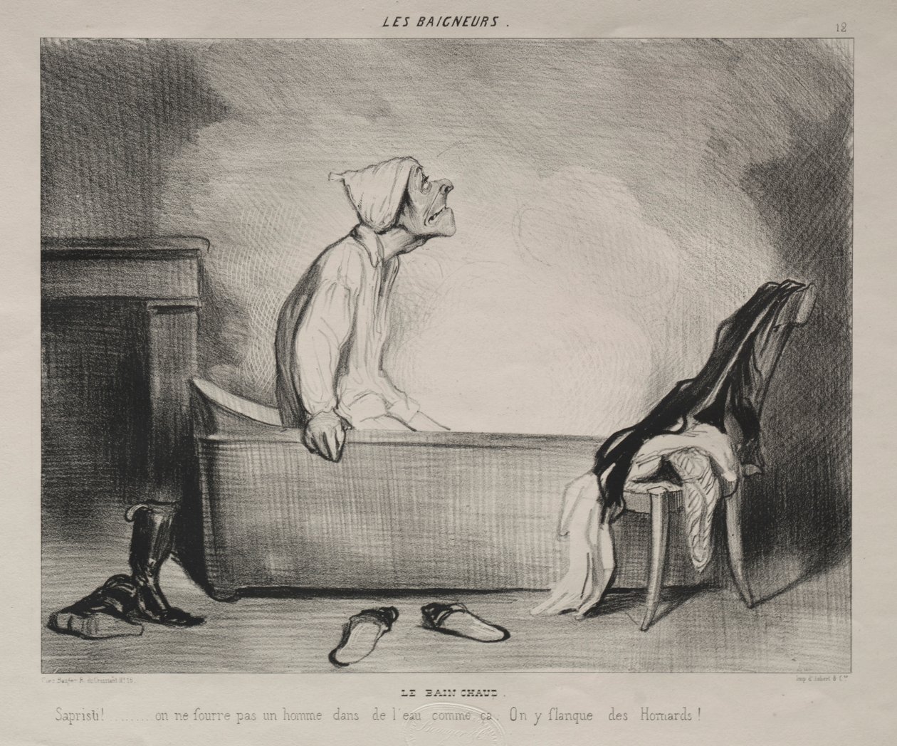 Die Badenden, Platte 12: Das heiße Bad, 28. Oktober 1839 von Honoré Daumier