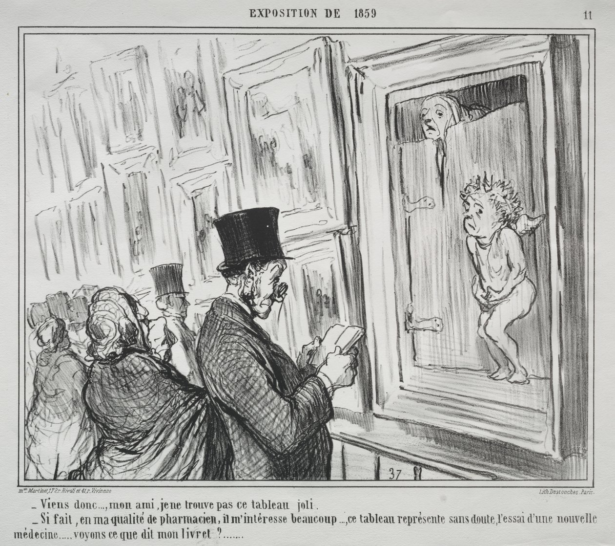 Die Ausstellung von 1859 (Platte 11): Komm her, mein Freund, ich finde dieses Gemälde nicht schön von Honoré Daumier