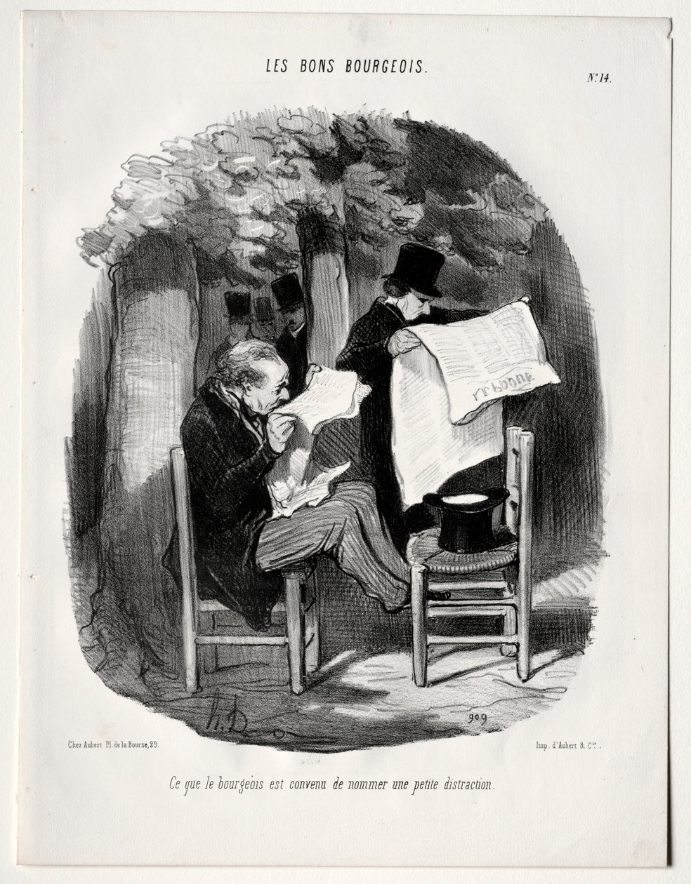Der gute Bourgeois, Platte 14: Was der Bourgeois als Ablenkung betrachtet, 1846 von Honoré Daumier