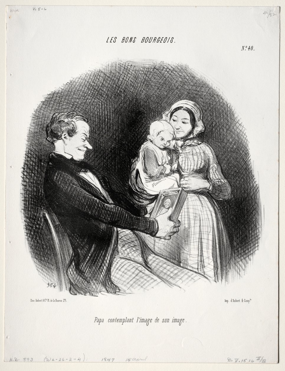 Der gute Bürger, Tafel 40: Papa betrachtet ein Abbild seines Abbilds von Honoré Daumier