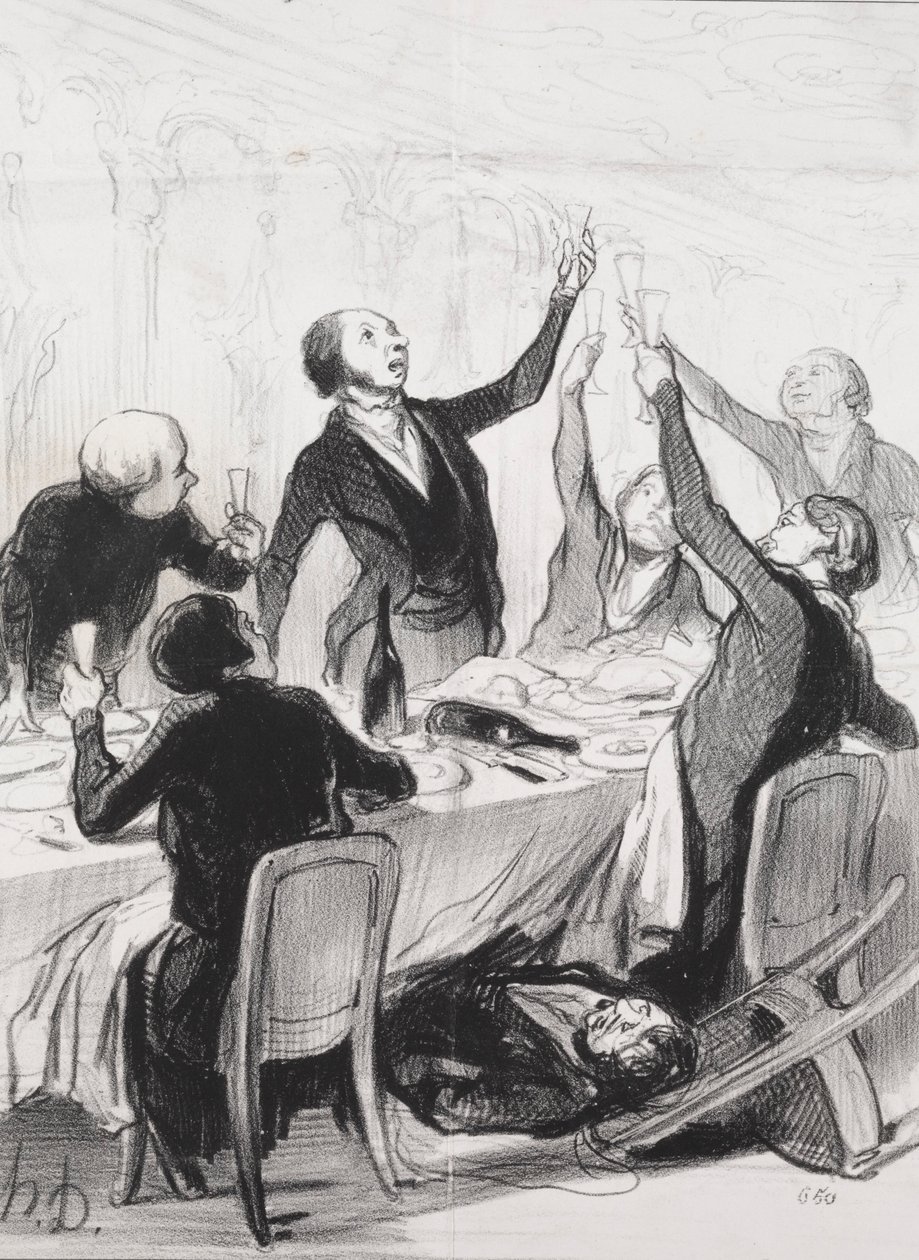 Die Philanthropen des Tages, Platte 8: Ein 43. Toast...an die Temperance Society, 1844 von Honoré Daumier