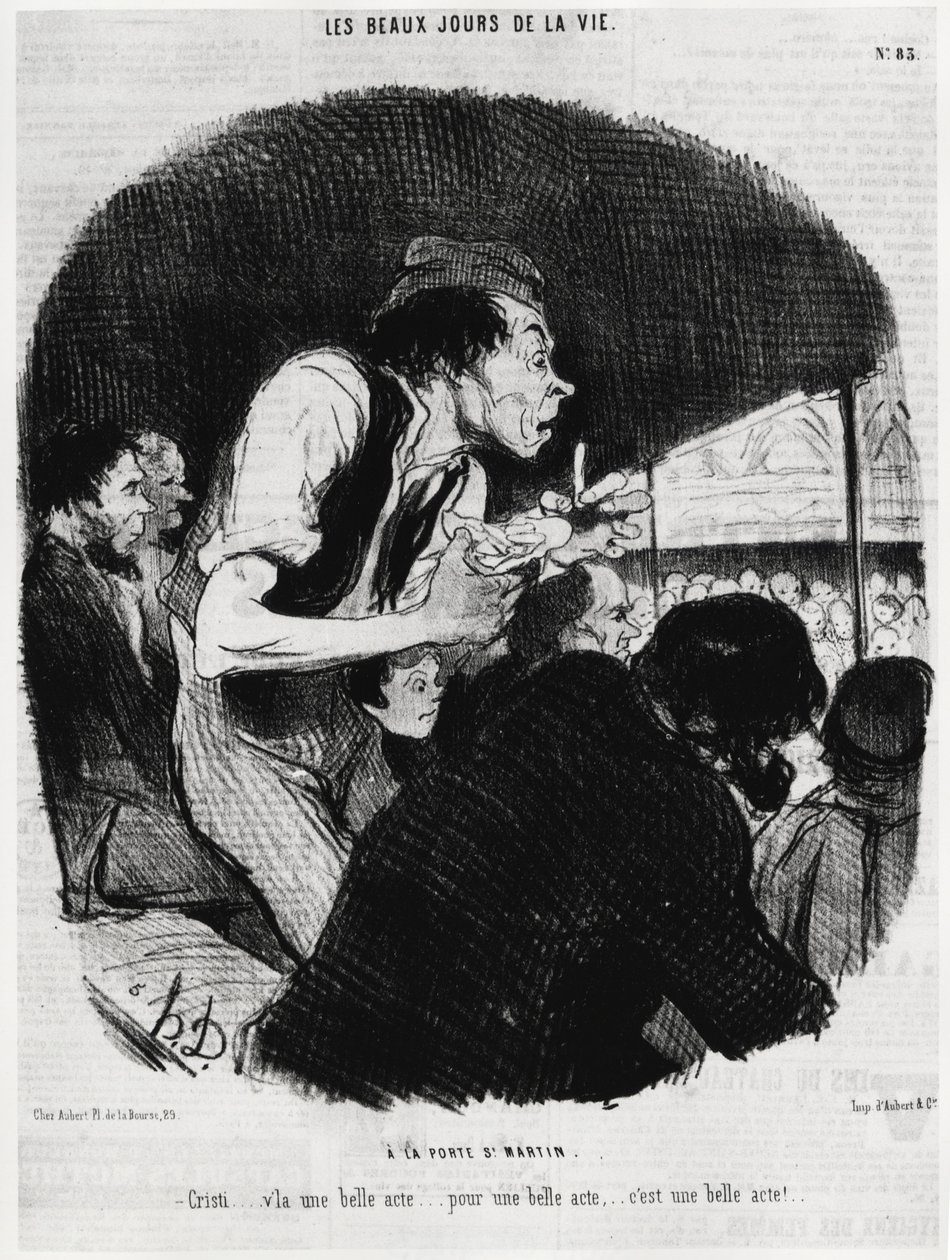 Die schönen Tage des Lebens: am Tor von Saint Martin, Christi... ist ein schöner Akt... für einen schönen Akt... es ist ein schöner Akt. Illustration von Honore Daumier (1808-1879), veröffentlicht in den Nachrichten, „Charivari“, datiert 6. Februar 1846 von Honoré Daumier