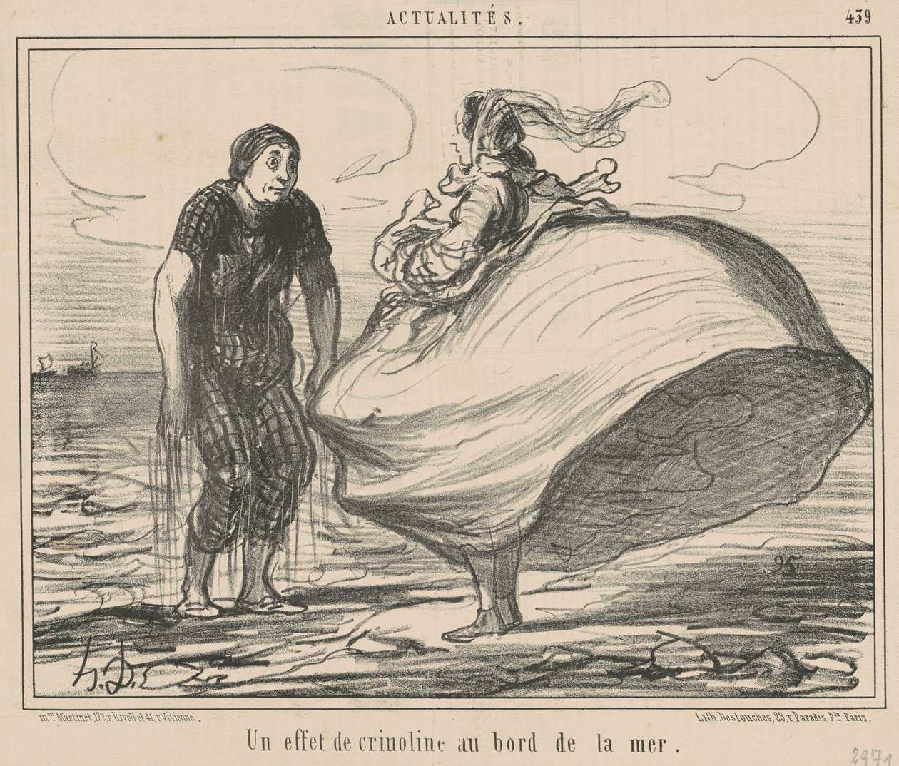 Ein Effekt der Krinoline am Meer von Honoré Daumier