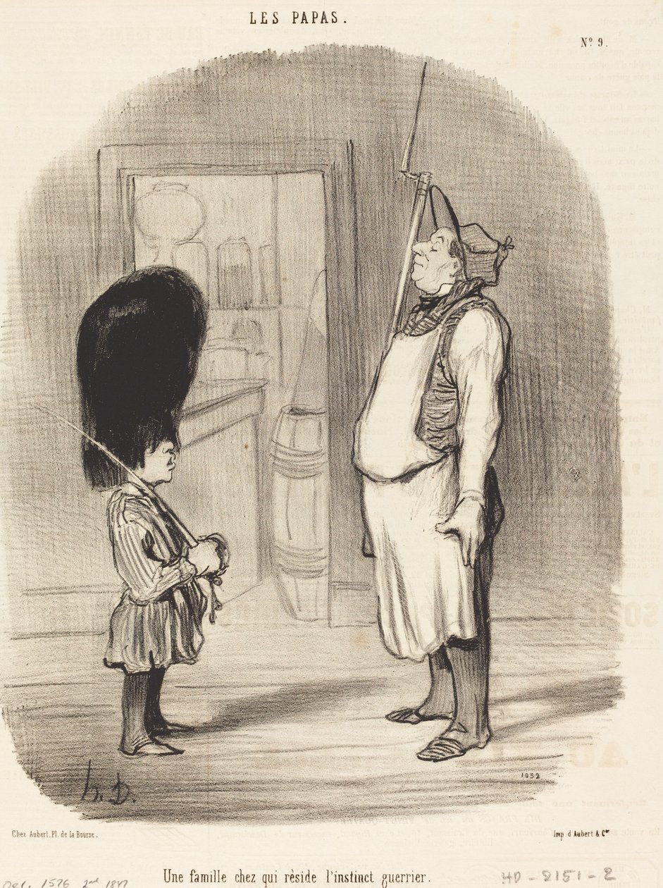Eine Familie, bei der der Kriegsinstinkt wohnt von Honoré Daumier