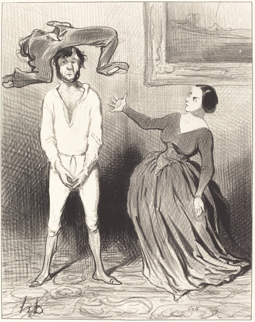 Eine Frau wie ich... einen Knopf annähen?... von Honoré Daumier
