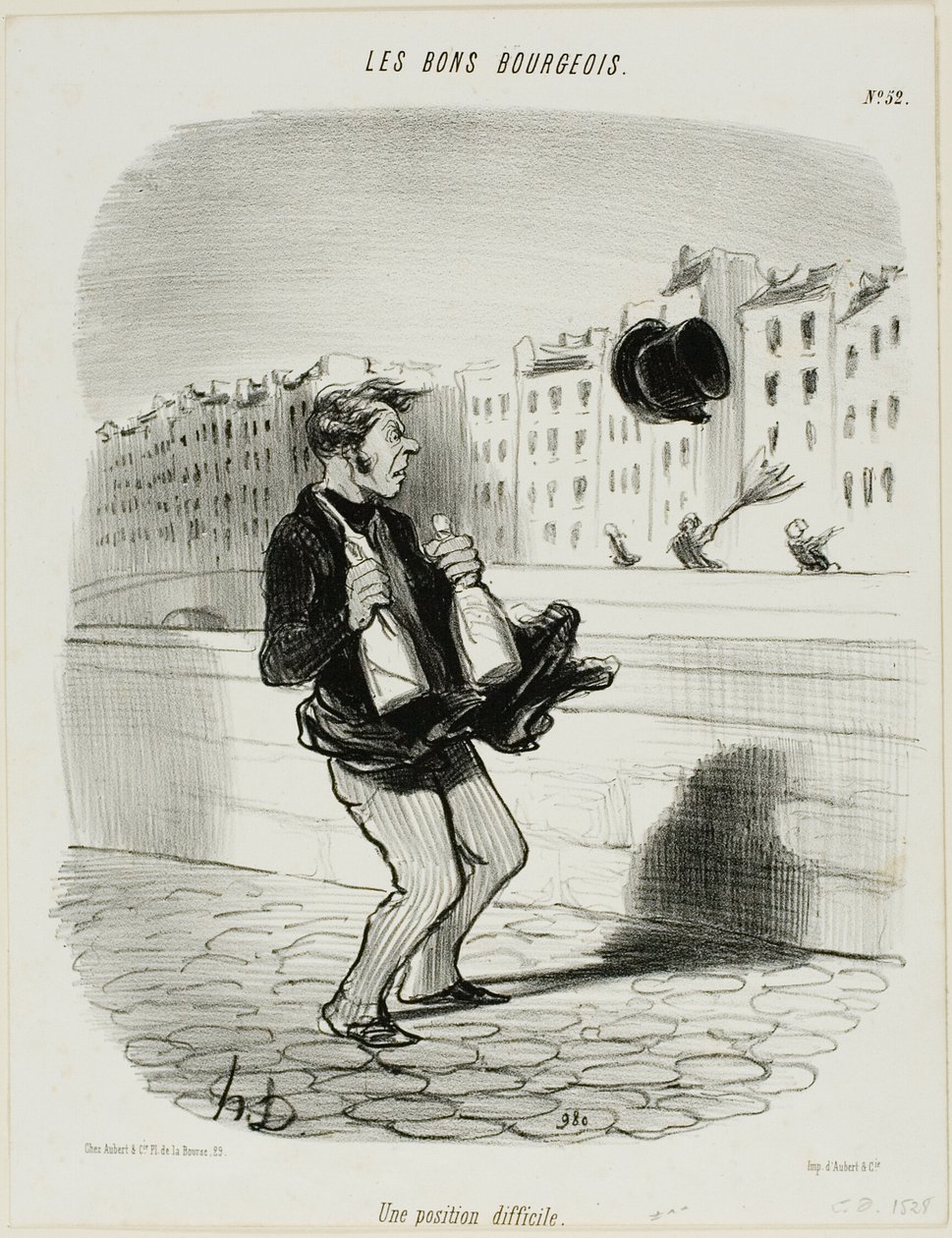 Eine peinliche Situation, Platte 52 aus Les Bons Bourgeois von Honoré Victorin Daumier